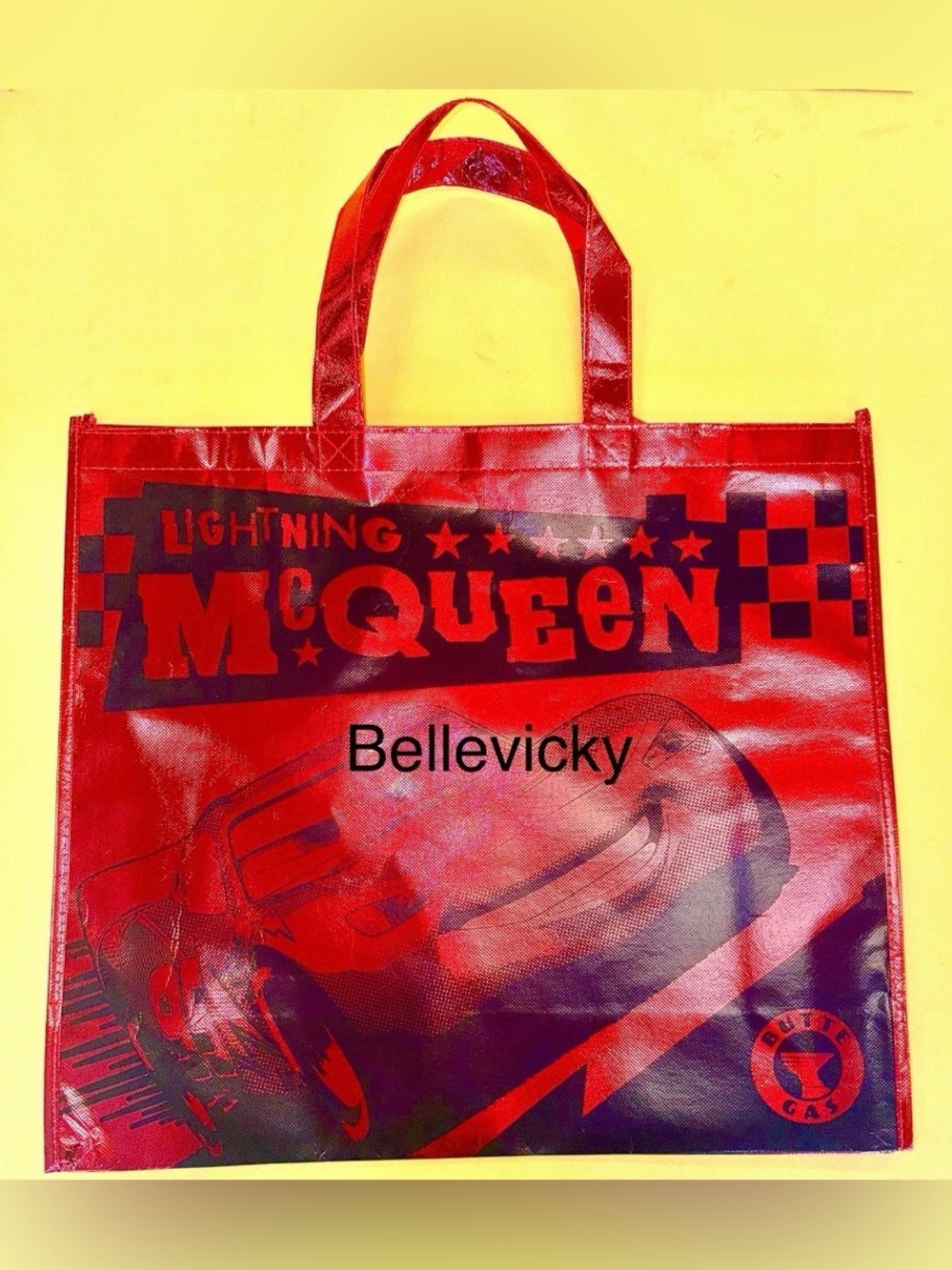 Disney Lightning McQueen Red and Black Tote Bag Approx 19x17x7 inch